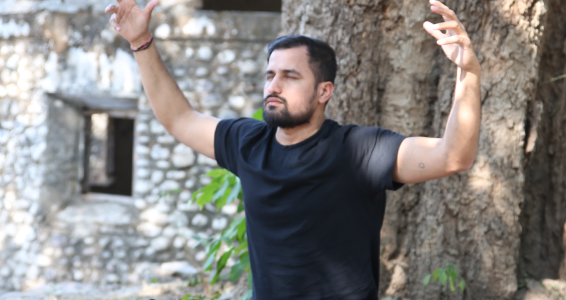 International students practicing asanas during 200 hour YTT in India